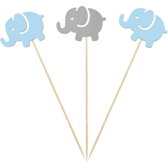 Blue Elephant Centerpiece Sticks, 12-Pack Table Topper Boy Birthday Baby Shower Party Decorations