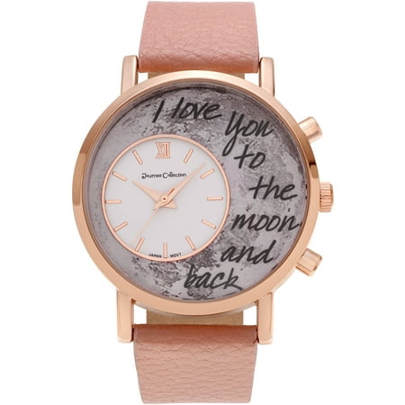 Journee Collection Women's Rose Goldtone To the Moon and Back Dial Link Bracelet Fashion Watch