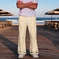 thumbnail image 4 of Mens Baggy Bootcut Sweatpants Wide Leg Flared Stretch Elastic Waist Drawstring Cotton Lounge Workout Casual Pants Yellow XL, 4 of 6