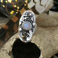 thumbnail image 4 of Unisex Moonstone Ring Flower Shape Electroplated Alloy Jewelry Vintage Silver Style Everyday Wear Unique Motif Ring, 4 of 4