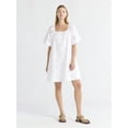 thumbnail image 5 of Free Assembly Women's Square Neck Eyelet Mini Dress with Short Sleeves, Sizes XS-XXL, 5 of 5