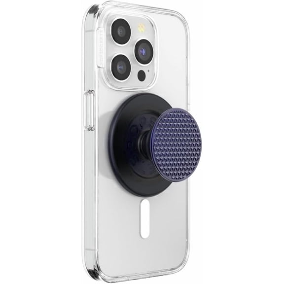 PopSockets Phone Grip for MagSafe, Magnetic Holder, Phone Stand, Navy Blue - Alum Triangle Knurled French Navy