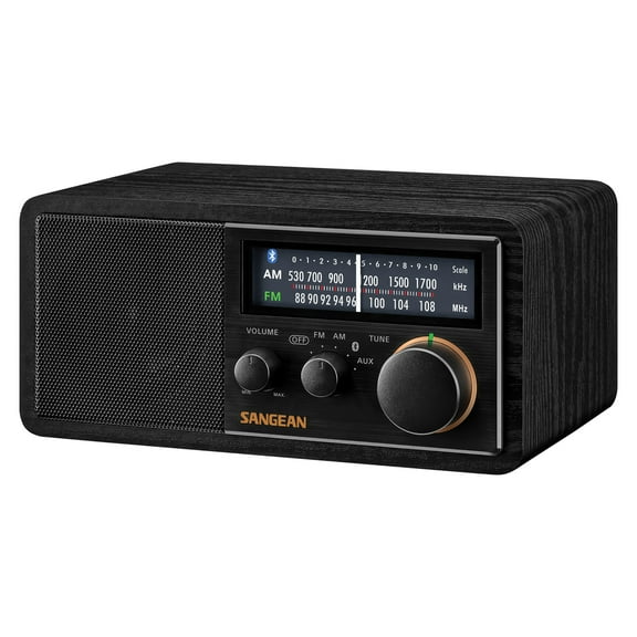 Sangean SG-118 Tabletop Retro Wooden Cabinet AM/FM Analog Radio Receiver with Bluetooth, SG-118PT