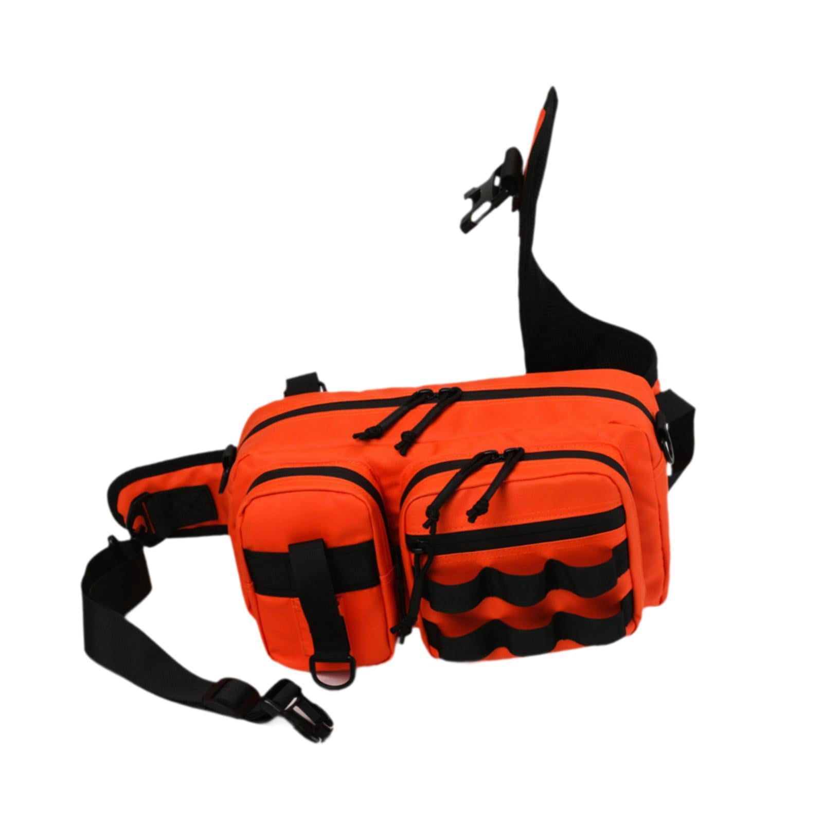 Colaxi Fishing Tackle Bag Rod Holder Fishing Gears Storage Bag for Trekking Camping Orange