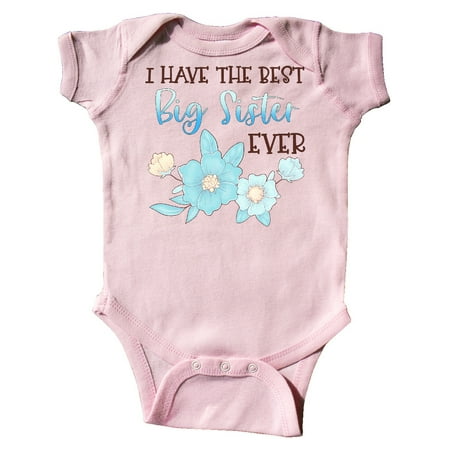 

Inktastic I Have the Best Big Sister Ever with Blue Flowers Gift Baby Boy or Baby Girl Bodysuit