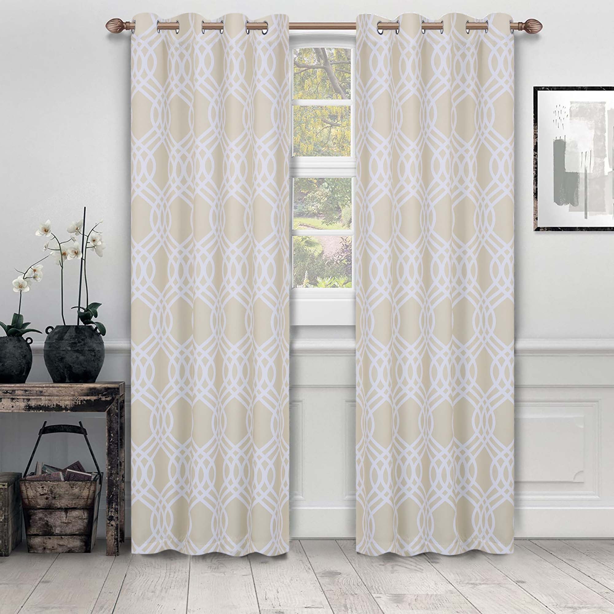 Superior Ribbon Blackout Curtains Set of 2, Rod Pocket Cutain Panel Pair, Chrome, 26"W x 84"L