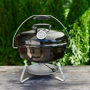 Slow N Sear 18” Black Charcoal Kettle Grill with Patented Charcoal Basket for 2-Zone Cooking & EasySpin Grate