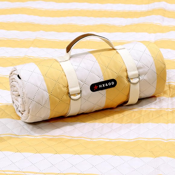 Manta de pícnic Hx&OD, 203 x 152 cm, impermeable y plegable, color amarillo
