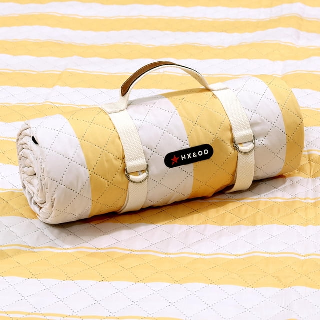 Manta de pícnic Hx&OD, 203 x 152 cm, impermeable y plegable, color amarillo