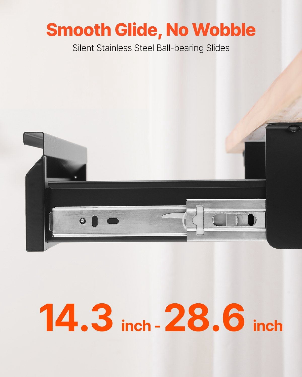 16 Inch Wide Under Desk Slide Out Drawer Hidden Storage Organizer 17x9x4 Inches for Office Home Sit Stand Workstation