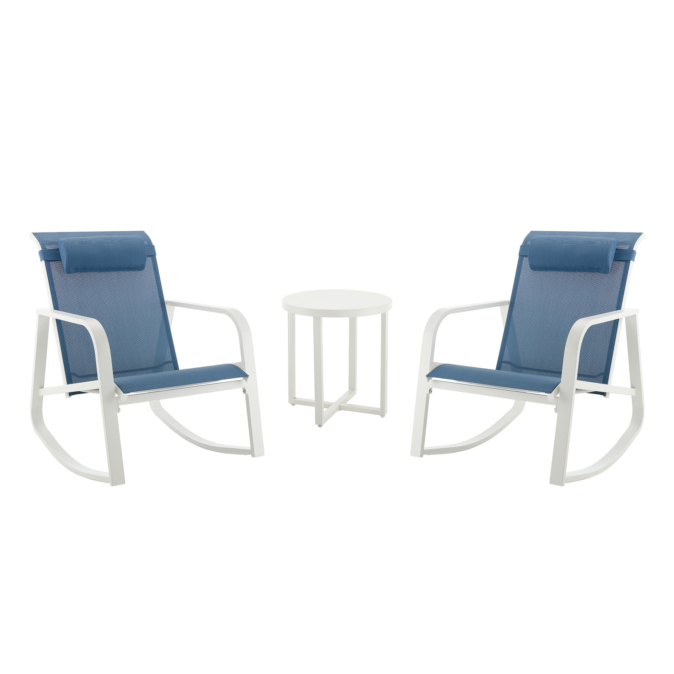 Mainstays Dashwood 3-Piece Steel Outdoor Rocker Chat Set, Blue