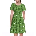 thumbnail image 1 of Balery Kiwi Fruit Vestidos sueltos de manga corta para mujer, vestidos de verano 2025, vestidos casuales de corte A con vuelo., 1 of 6