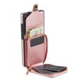 thumbnail image 4 of Feishell Crossbody Wallet Case for Samsung Galaxy S25 Ultra,with Detachable Shoulder Strap,Premium PU Leather Metal Snap Zipper Pocket Credit Card Holder Kickstand Phone Case for Women Men,Rosegold, 4 of 11