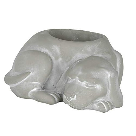 Classic Home and Garden Cement Buddies Indoor/Outdoor Planter with Drainage Hole, Sleeping Dog, Small, Natural Gray, 7"