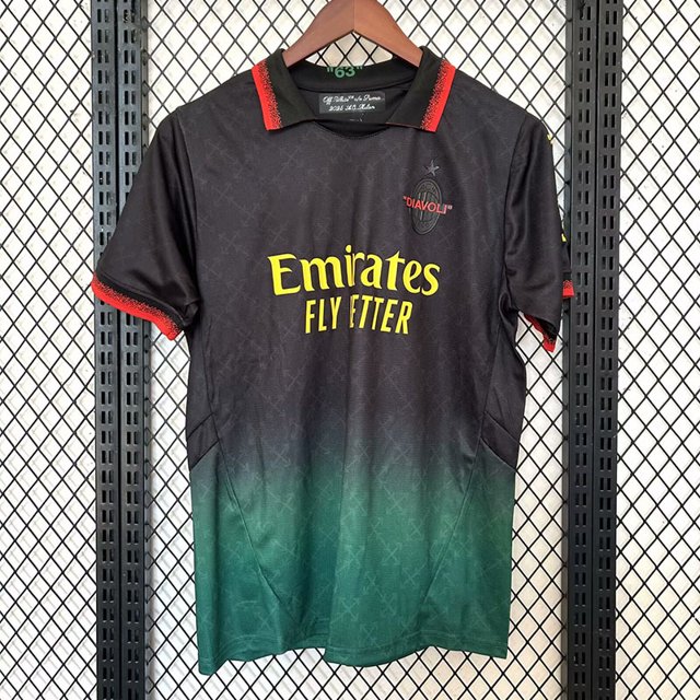 Camiseta De Fútbol Clásica De Verano Del Ac Sanke, Temporada 25-26, Negra Y VerdeXL