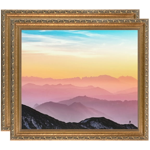 ArtToFrames 24" x 24" Dark Gold Picture Frame, 24x24 inch Gold Wood Poster Frame (WOM-4553), 2 Pack