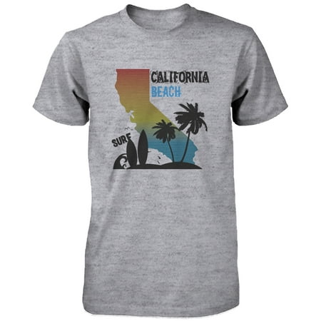CA Map Gradation California Beach Surf Graphic T-shirt for Men Tee for Surfer  Funny (Best Surfing Beaches In California)
