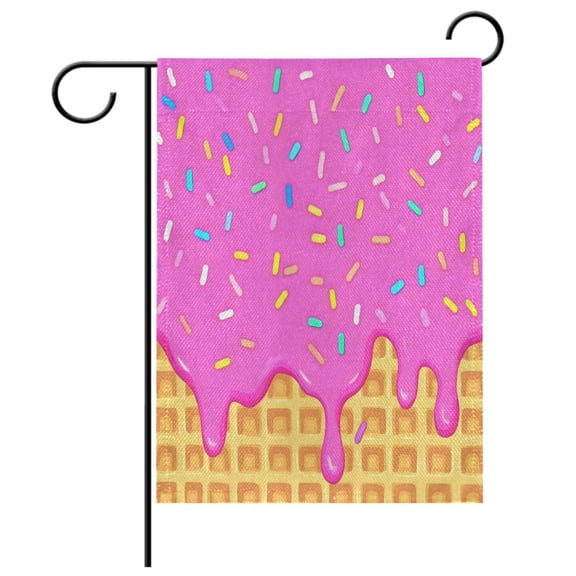 Ryvnso Pink Ice Cream Pattern Garden Flag 12x18 Inch Double Sided Seasonal Yard Decoration