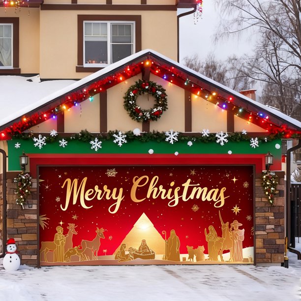 Banderín para garaje para decoraciones navideñas Banderines festivos para celebraciones estacionales Uso en interiores y exteriores Atractivo para sus vacaciones