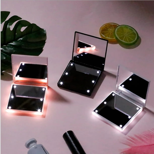 Mini LED Makeup Mirror Folding Portable Makeup Mirror with 6 LEDs