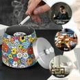 thumbnail image 4 of Yayeee Ashtray with Lid for Cigarette Smokeless Stainless Steel Home Ash Holder, Floral Fiesta, 4 of 7