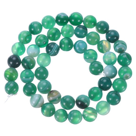 Uxcell Green Agate Beads 8mm Natural Gemstone Beads, Smooth Round Loose Beads for Jewelry Making (1 Strand - 47pcs)
