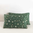 thumbnail image 4 of Pillowcase 100% Cotton Queen Size Green Botanical Floral Leaves Print Decorative Bed Pillow Cover Set of 2 with Envelope Closure Hotel Quality Soft Br, 4 of 4