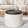thumbnail image 4 of Round Storage Ottoman of Chenille 2-Piece | Ideal for Living Room, Bedroom as Footrest and Storage | Strong MDF and Soft Chenille | Keep Your Home Tidy, 4 of 7