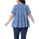 thumbnail image 3 of Blusa de peplum con volantes en las mangas y cuello redondo para mujer de tallas grandes Agnes Orinda 2X azul, 3 of 6