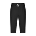 thumbnail image 4 of Brnmxoke Mens Cotton Linen Capri Pants Loose Fit Elastic Waist Drawstring Baggy Harem Pant Casual Gym Beach Yoga Trousers with Pockets Black,M, 4 of 8