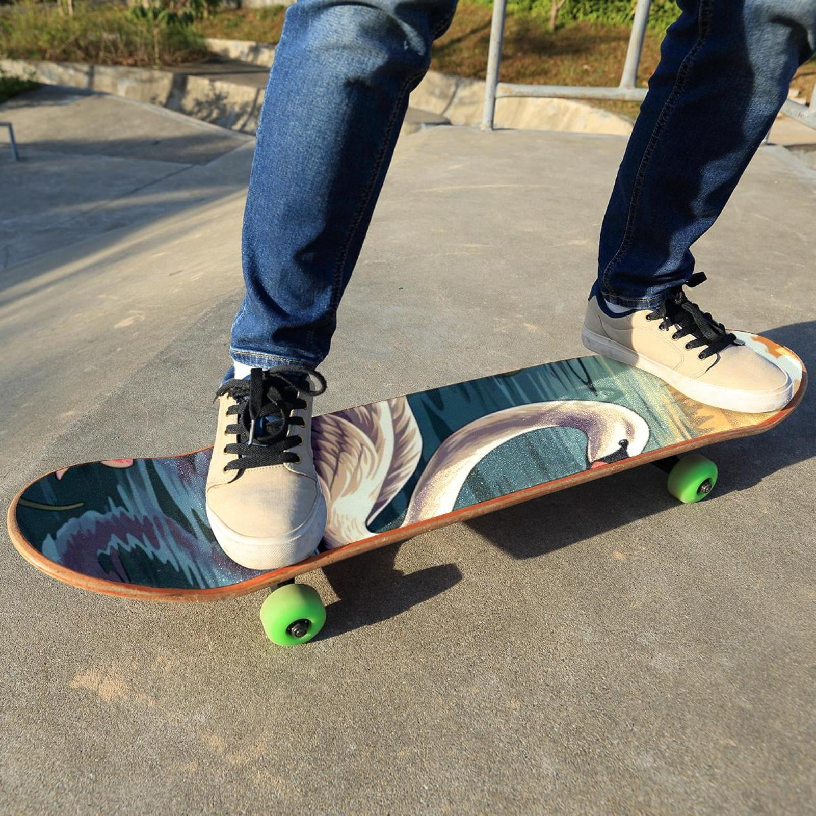Swan Skateboard Grip Tape Stickers Pack of Two, Emery Surface PVC Backing, 8.8x32.6in/22.4x83cm