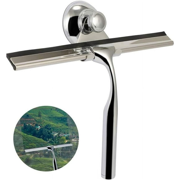 Shower squeegee, stainless steel shower squeegee with wall hanger No drilling - glass squeegee shower - window squeegee