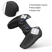 Silicone Cover Skin Case for Sony PS5 Controller, EEEkit Wireless Controller Protector Case Anti-slip Grips Case Compatible for PlayStation5, Controller Skin for PS5 with 10 Thumb Grip(Black)
