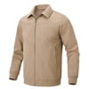 Tyhengta Men's Lightweight Jackets Casual Windbreaker Zip Up Collared Jacket Golf Windproof Coat khaki L