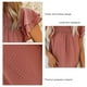 thumbnail image 4 of Camiseta holgada de punto suizo fruncida con manga aleteo superior de verano para mujer para uso diario, 4 of 5
