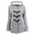 thumbnail image 2 of LEEYNEER Women Horn Buttons Cardigan Padded Hooded JacketOvercoat Black 2XL, 2 of 3