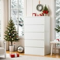 thumbnail image 3 of White Dresser, 5 Drawer Dresser Tall White Dresser with Large Storage Space, Modern Storage Chest of Drawers, 23.6L x 17.6W x 39.1H Inch Storage Organizer Cabinet for Home, White, 3 of 9
