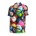 thumbnail image 3 of Daiia Easter Egg Pattern Men’s Polo Shirts,Solid Deck Shirt,Classic Fit, Breathable Cotton Polo for Casual and Sport Wear-Small, 3 of 9
