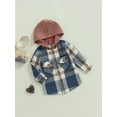 thumbnail image 3 of Gzhioc Toddler Kids Boys Shirts Coat Plaid Hooded Long Sleeve Button-Down Outerwear Autumn Winter Casual Velvet Jackets,1-6 Years, 3 of 8