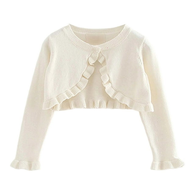 Hjtefg Girls' Knit Cardigan - Soft Lightweight Sweater | Comfortable Layering Piece for Versatile Styling,Color: White Size: 3-4 Years