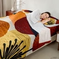 thumbnail image 4 of Manfei Abstract Mid-Century Queen Sheets, Minimalist Leaf Queen Sheet Sets, Orange Teal, Black Reversible 4 Pieces1 Flat Sheet + 1 Fitted Sheet + 2 Pillowcases, 4 of 6