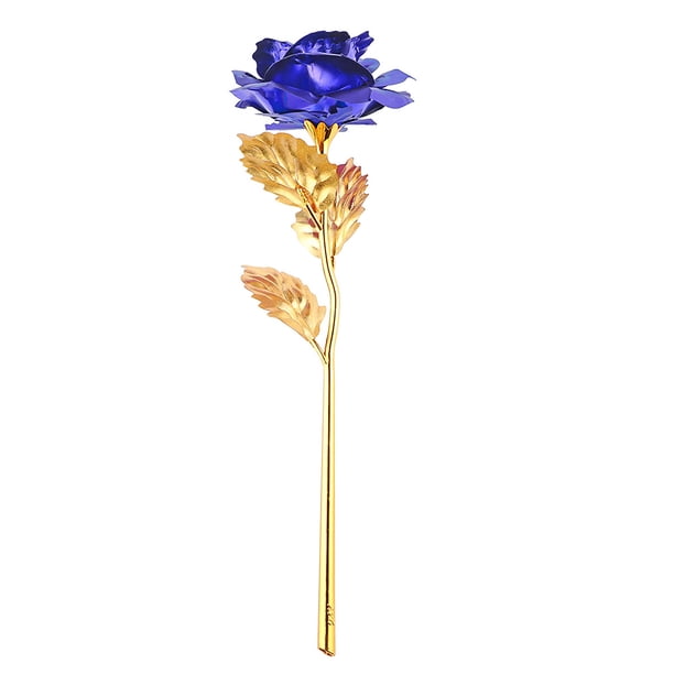 Chapado En Oro De Tallo Largo Flor De Rosa Artificial Romántico Día De San Valentín Amante Regalo Adornos Para El Hogar 24K Eigraketly HA024592-01