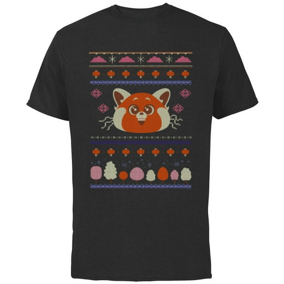 Disney and Pixar’s Turning Red Panda Ugly Christmas Sweater - Short Sleeve Cotton T-Shirt for Adults - Customized-Black
