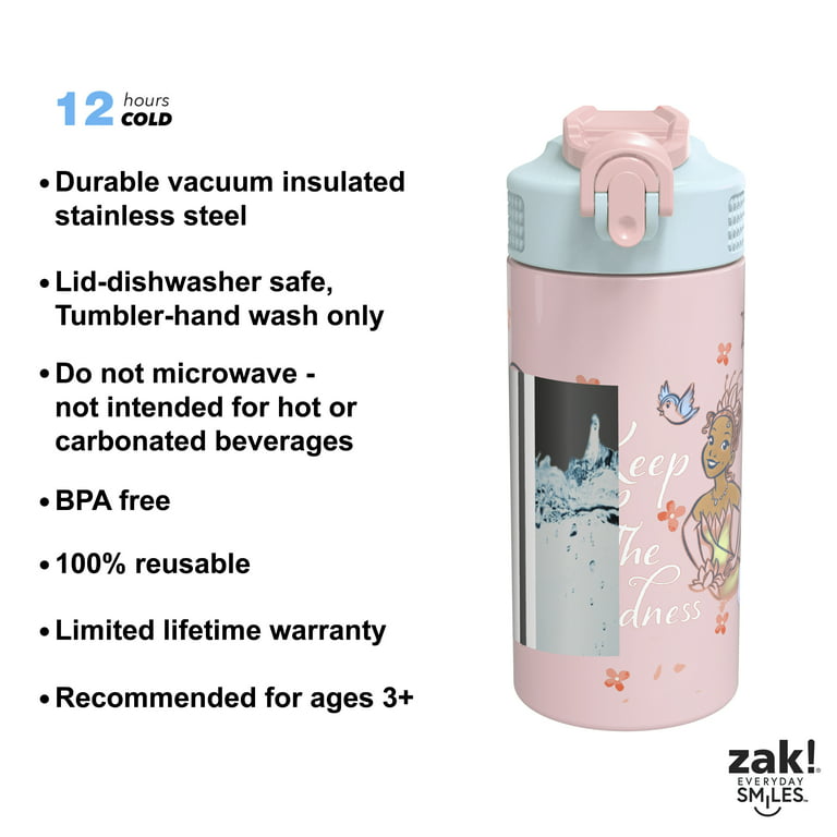 Zak Designs Bluey Double-Wall Vacuum Insulated, Stainless Steel Kids Mesa Water Bottle with Flip-Up Straw Spout and Locking Spout Cover, Durable Cup