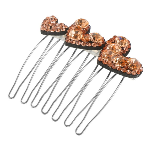 FRCOLOR Hair Side Combs for Women Fine Thin Hair Heart Shaped Decorative Hair Combs Slide Hairpins Barrettes for Women Girls Bridal Wedding Veil Gold