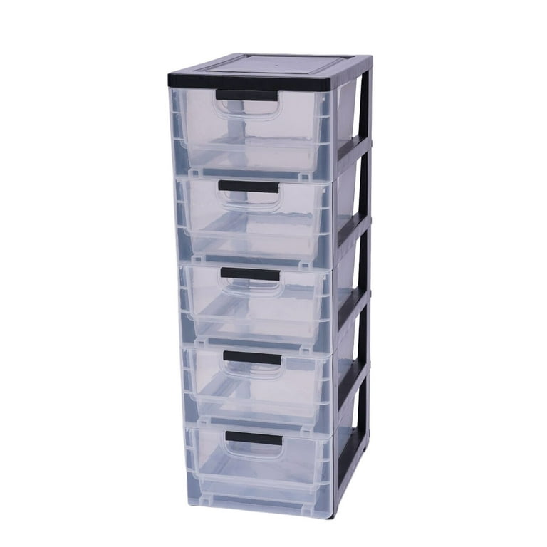 Miumaeov Stackable Vertical 5 Drawers Storage Cabinet Clothes Storage Box PP Plastic, Size: 41