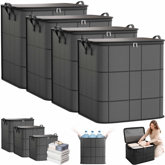 Beverly Goods XXL Foldable Storage Bag With Reinforced Handles,Spacious Moving Storage Bin,Portable Moving Storage Bags for Bedding,Clothes,Quilts,Comforters and Moving Day,27.6x19.7x19.7 in