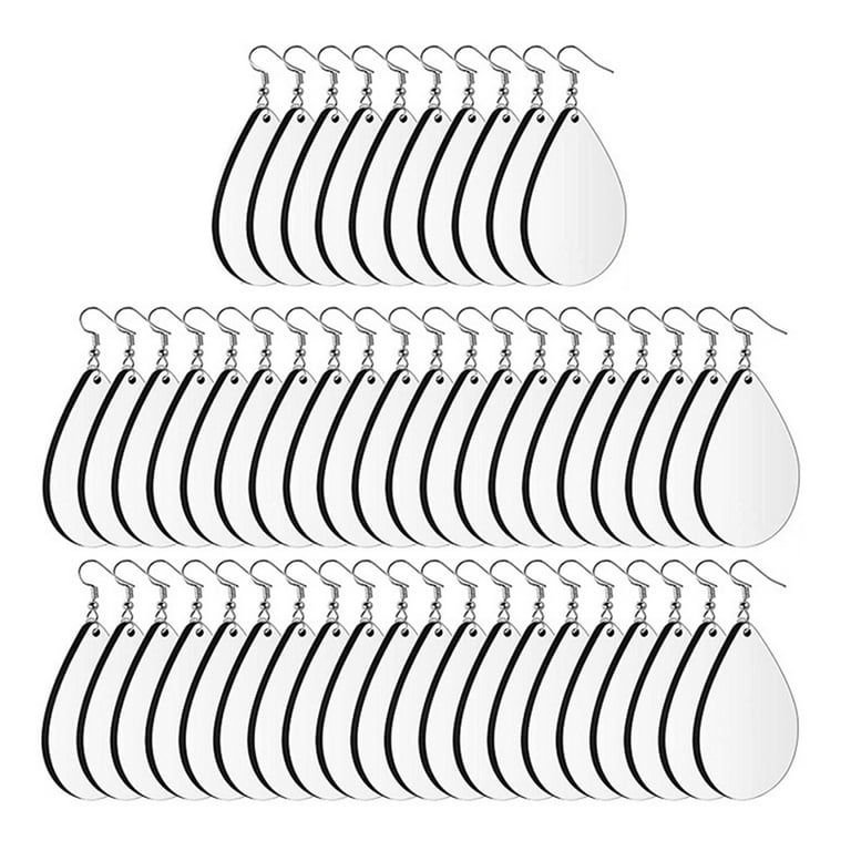 50 Sets Sublimation Blank Earrings Wooden Earring Hooks Jump Rings