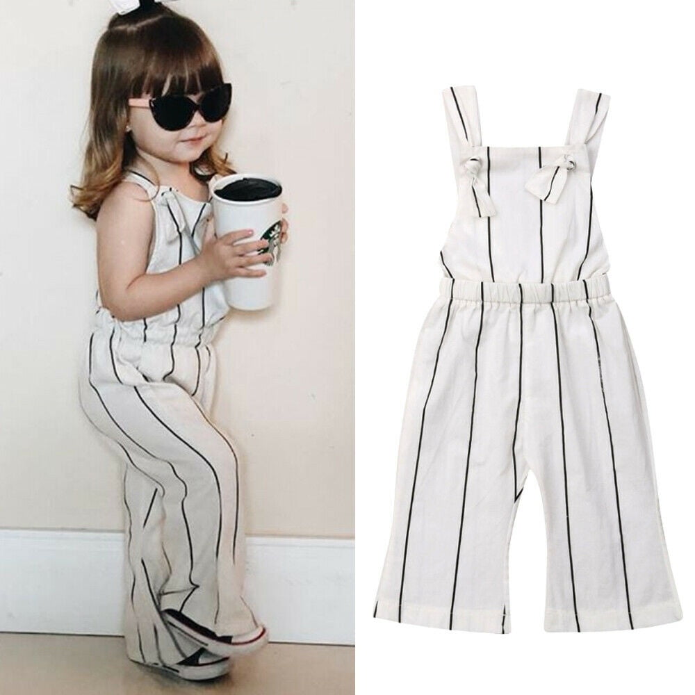 US Fashion Toddler Baby Girls Stripes Romper Bib Pants Overalls Outfits Clothes 