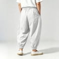 thumbnail image 3 of WOYY Boys Baggy Pants Loose Fit Trousers Kids Elastic Waist Joggers, Sizes 2-14, White, 3 of 5